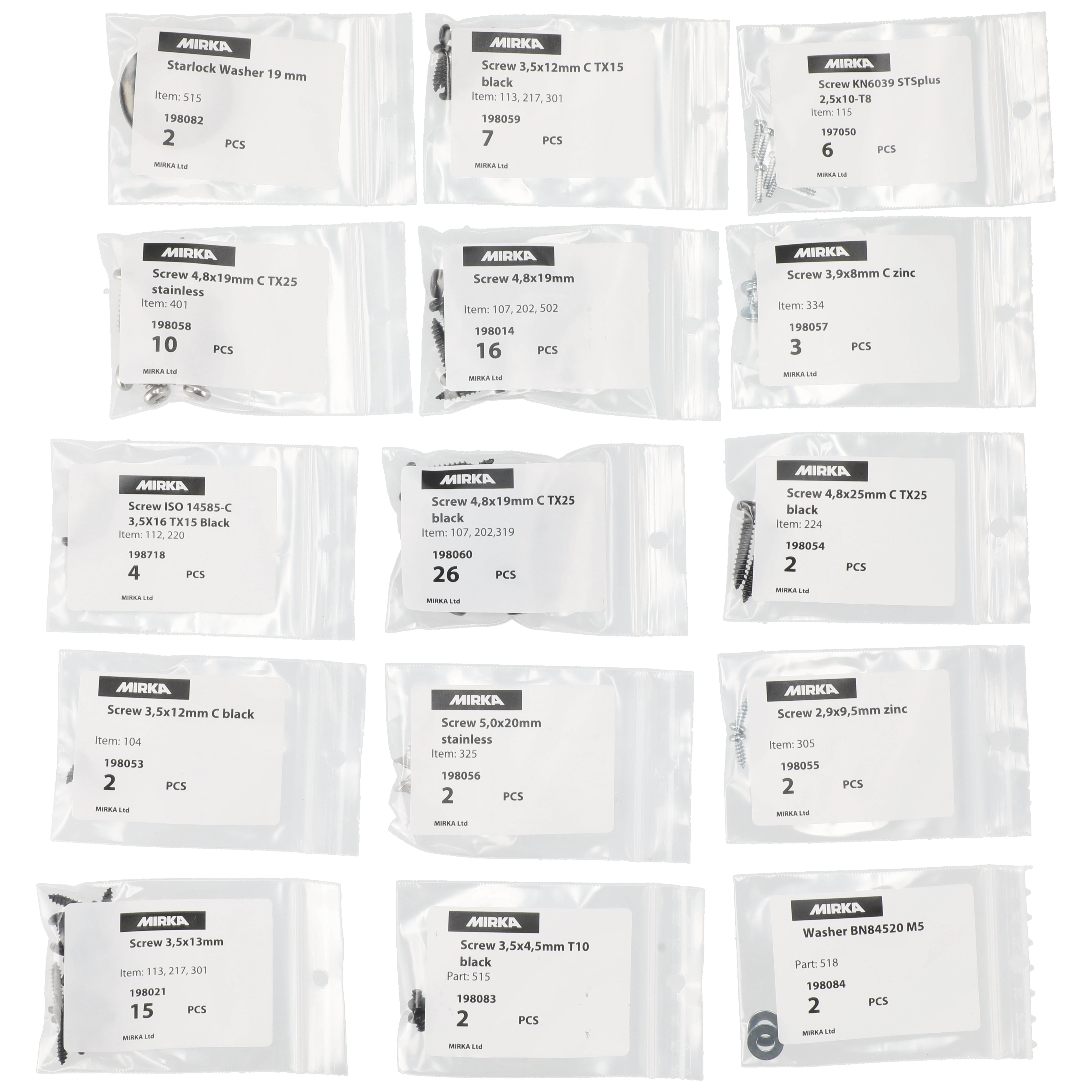 Screw kit for DEXOS