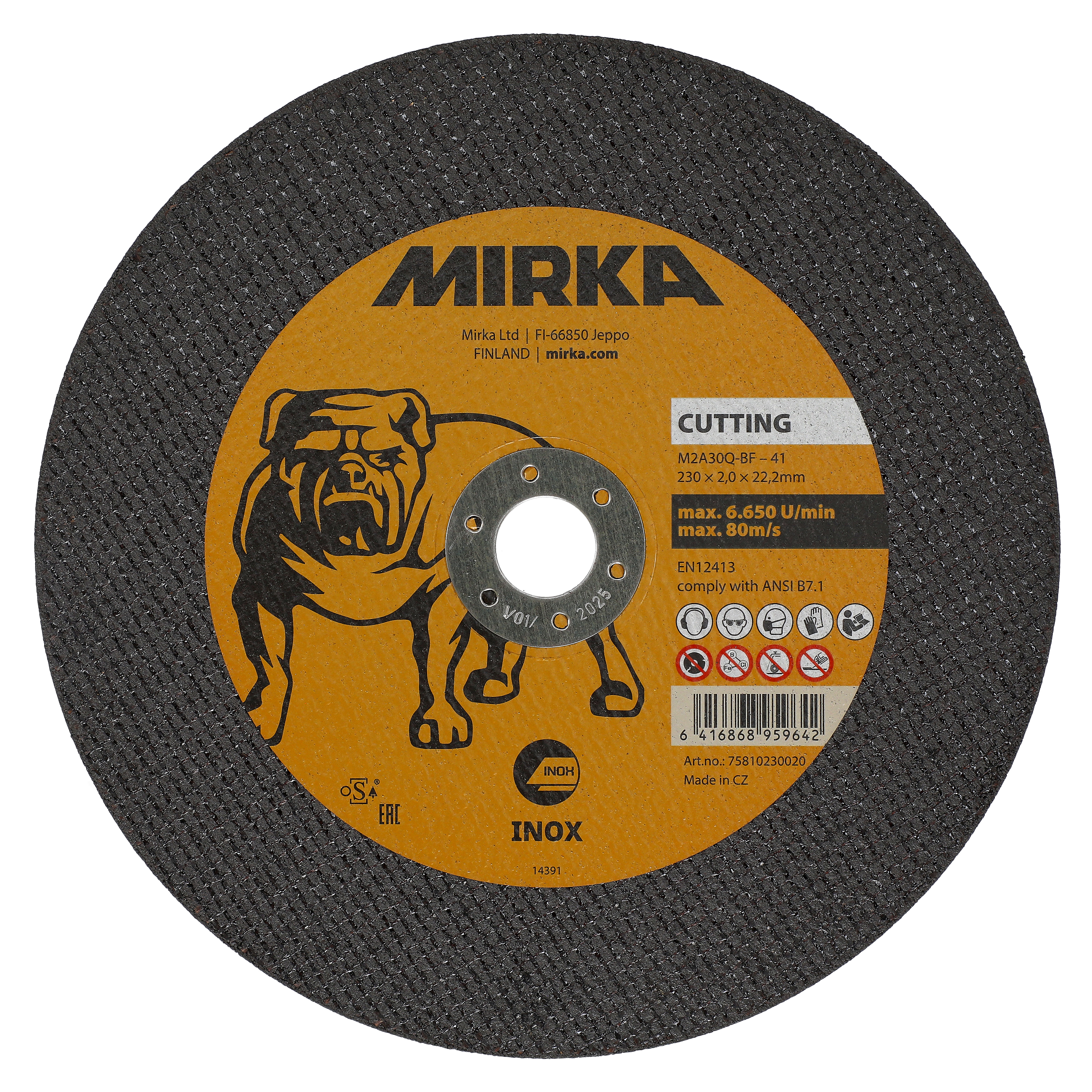 Meule de tronçonnage Mirka® sur Inox
