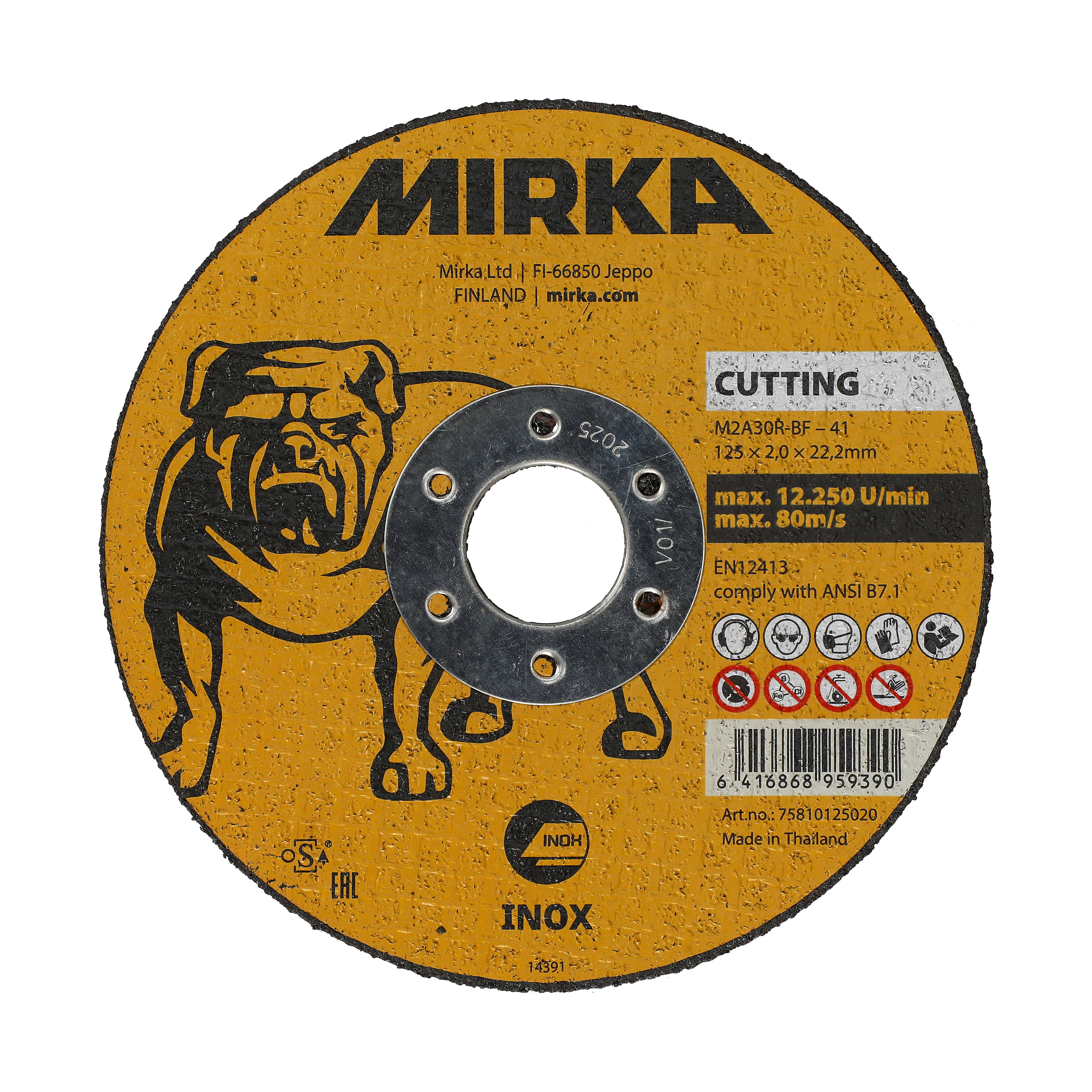 Meule de tronçonnage Mirka® sur Inox