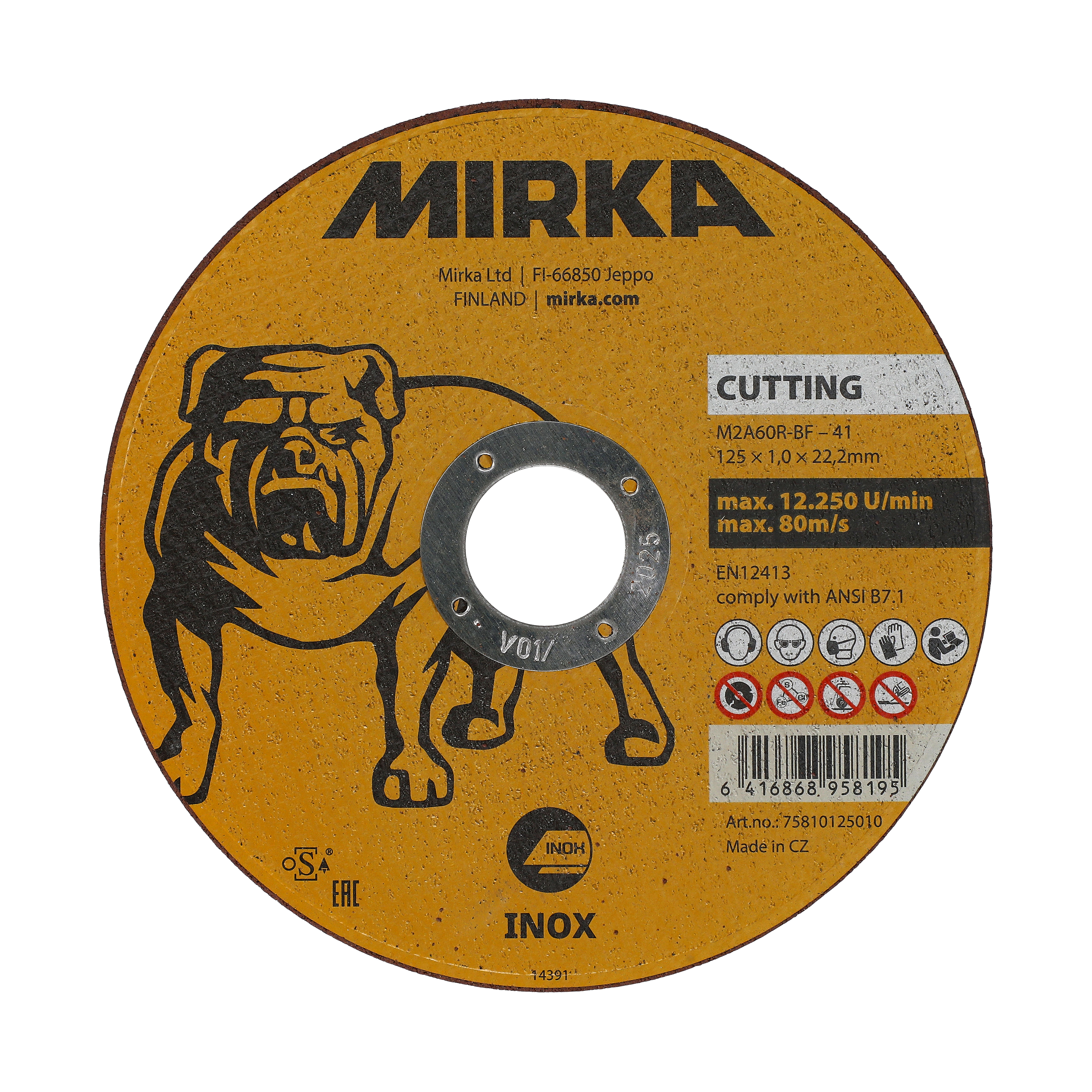 Meule de tronçonnage Mirka® sur Inox