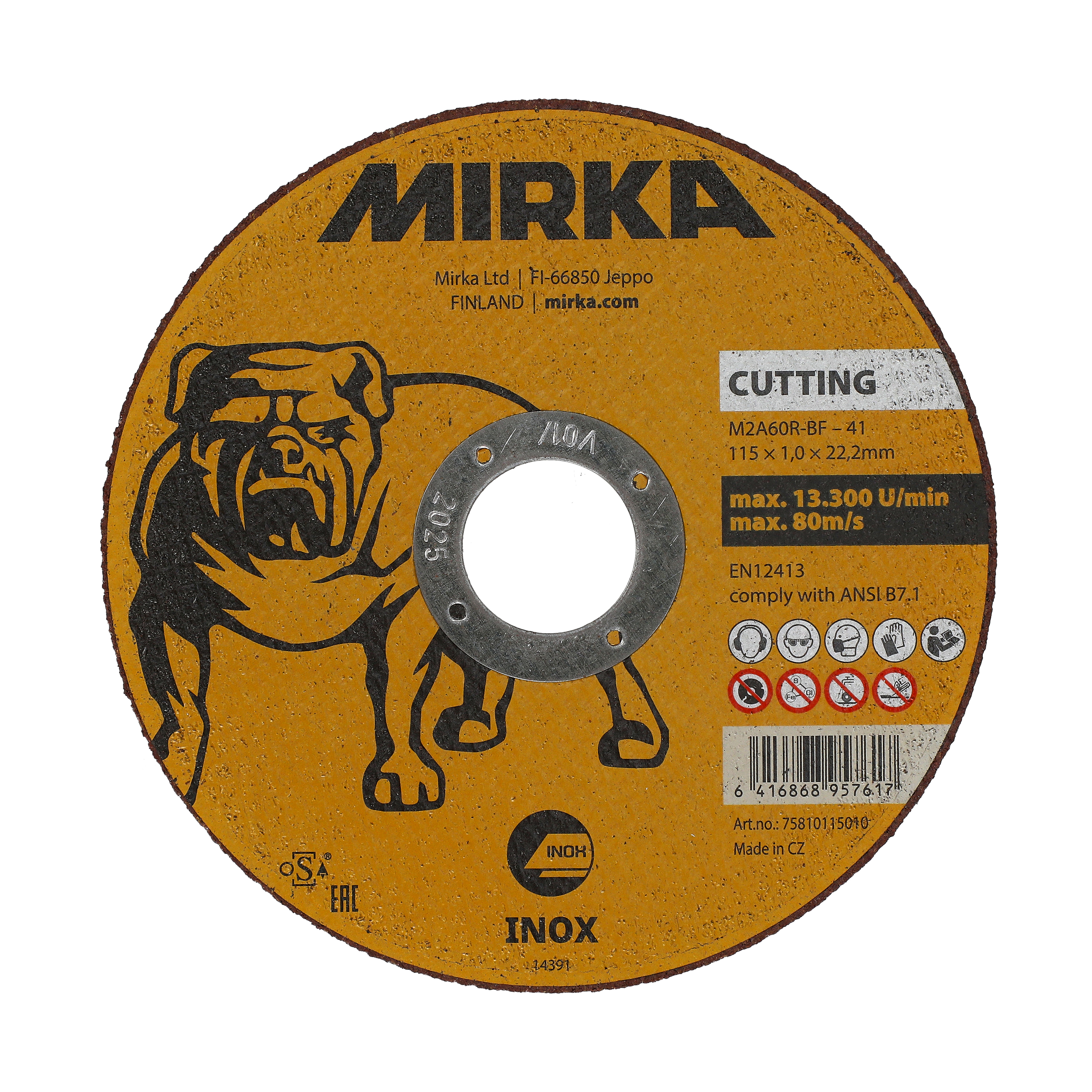 Meule de tronçonnage Mirka® sur Inox