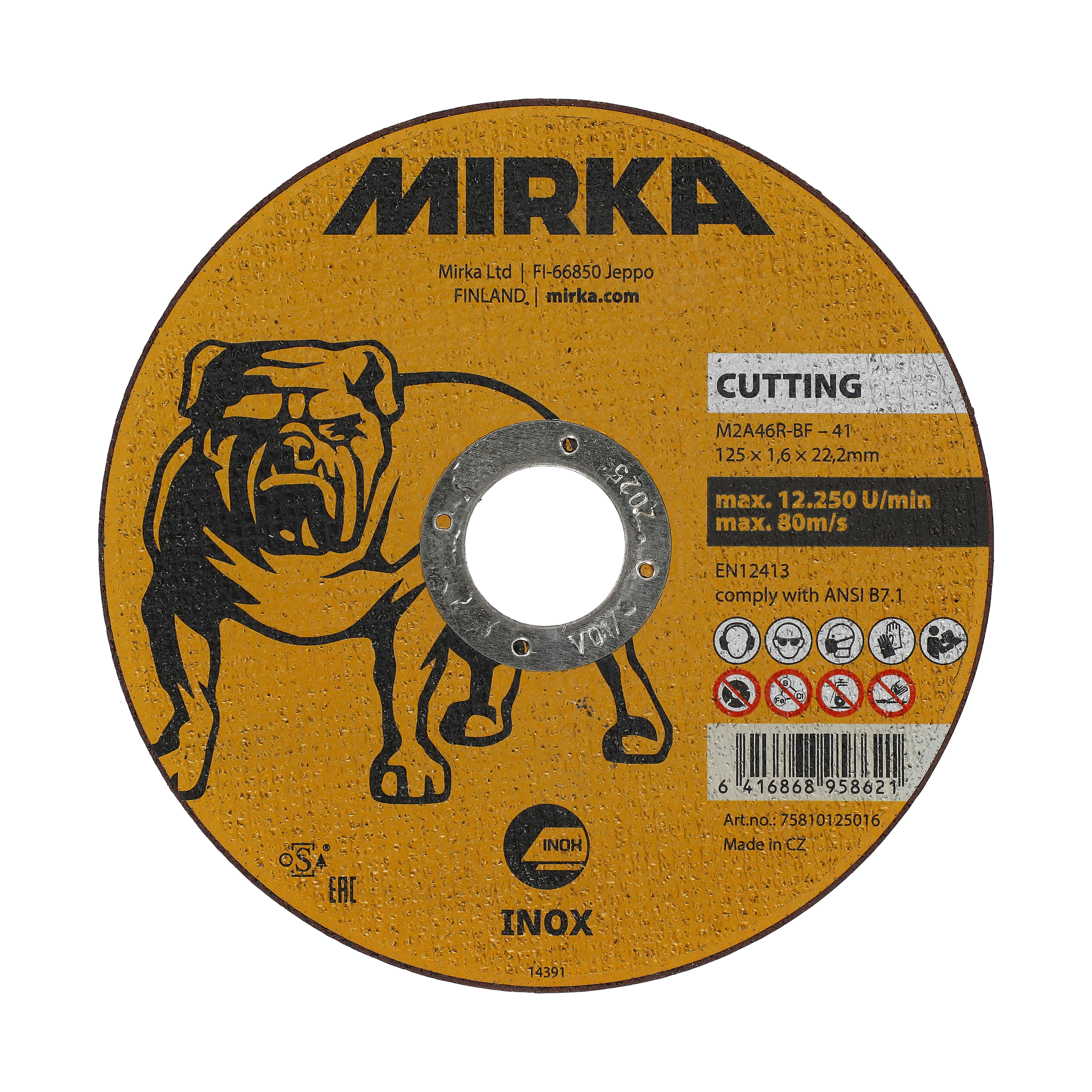 Meule de tronçonnage Mirka® sur Inox