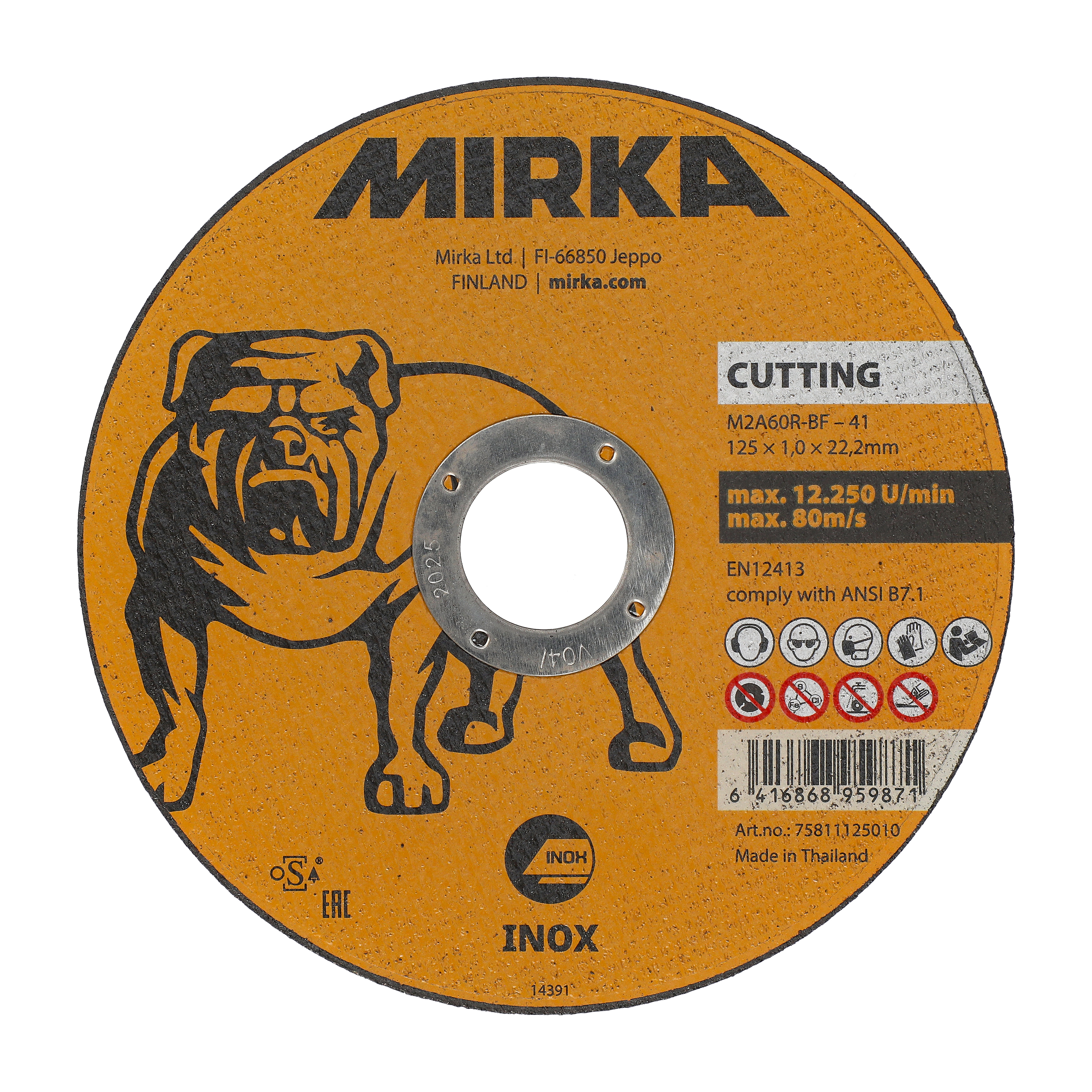 Meule de tronçonnage Mirka® sur Inox