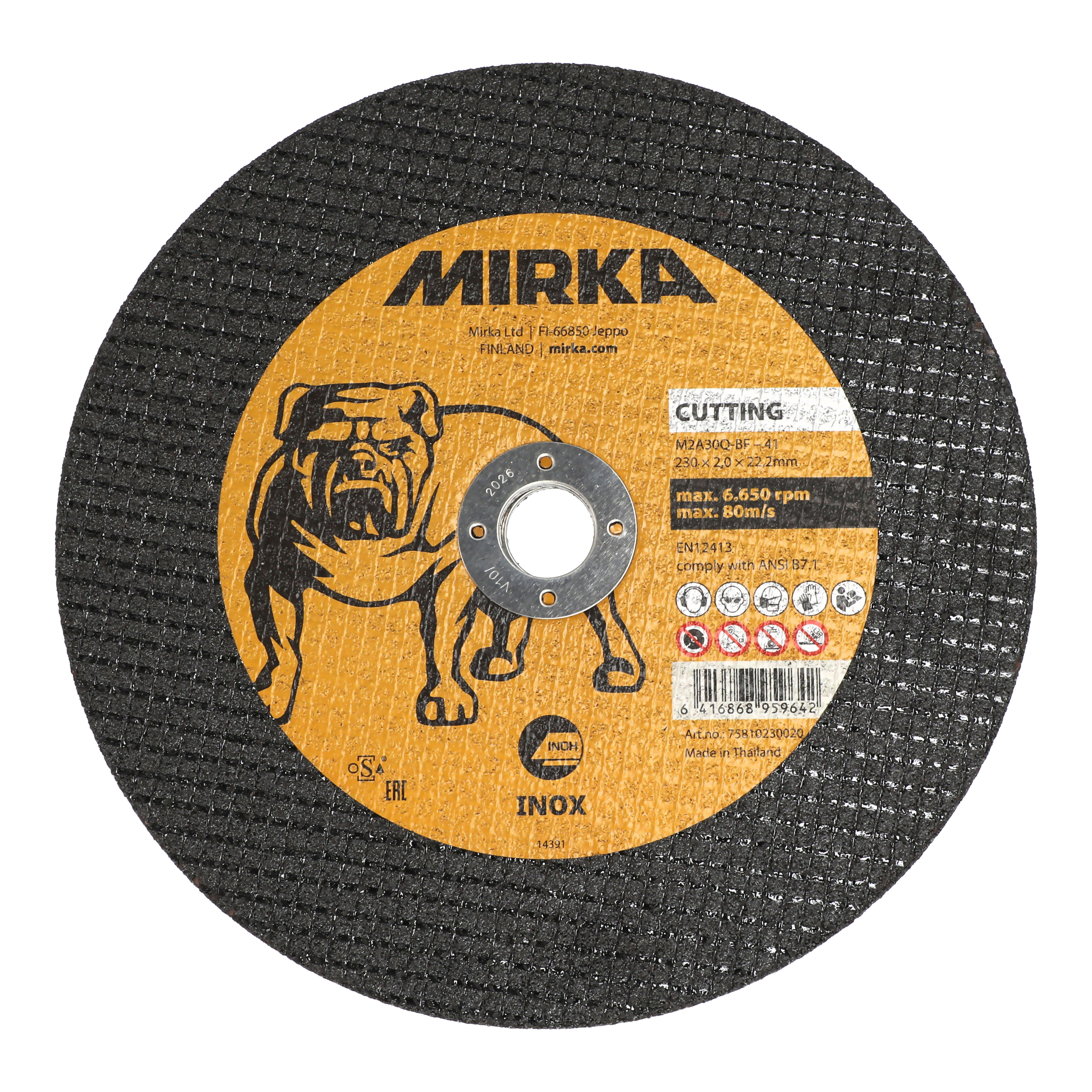 Meule de tronçonnage Mirka® sur Inox