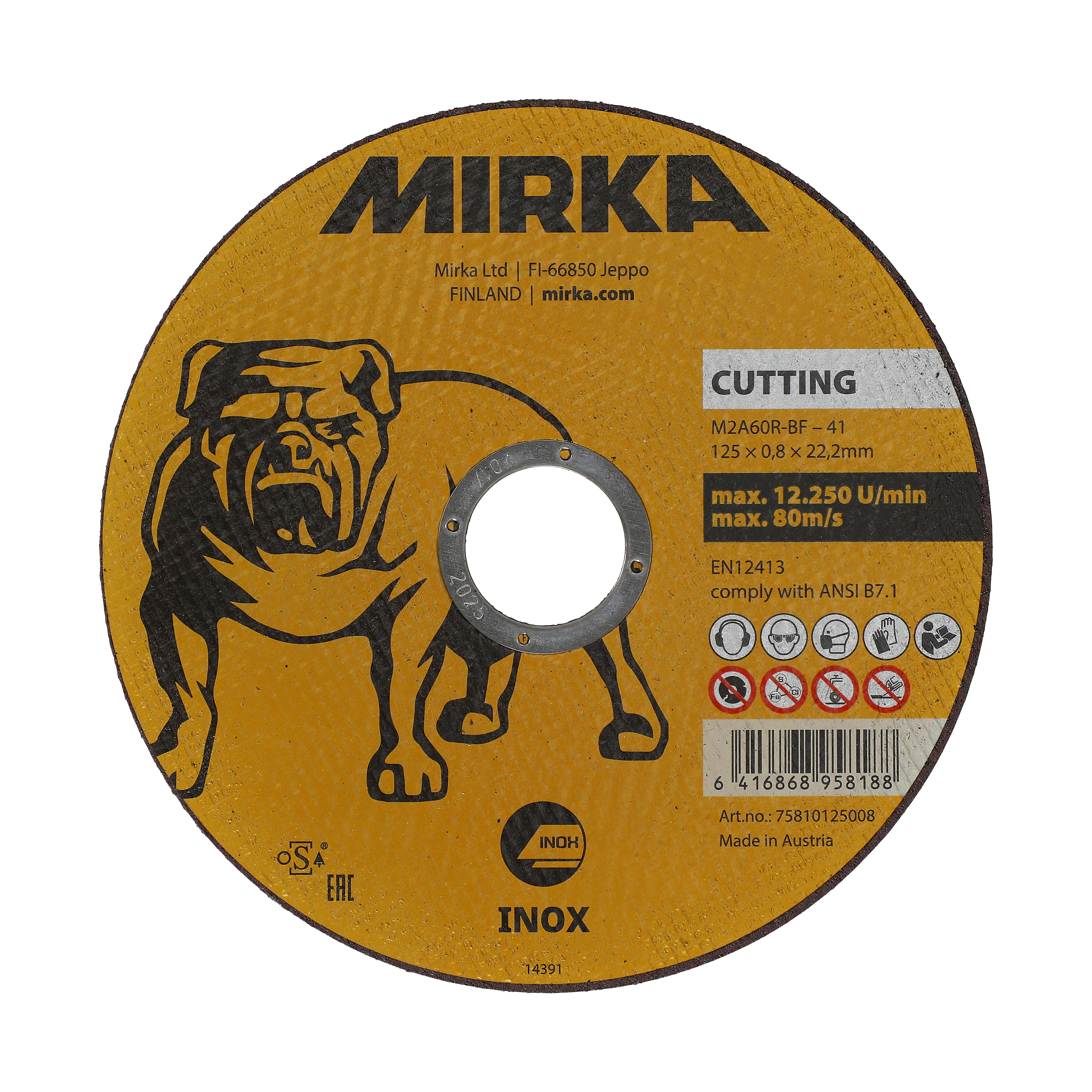 Meule de tronçonnage Mirka® sur Inox