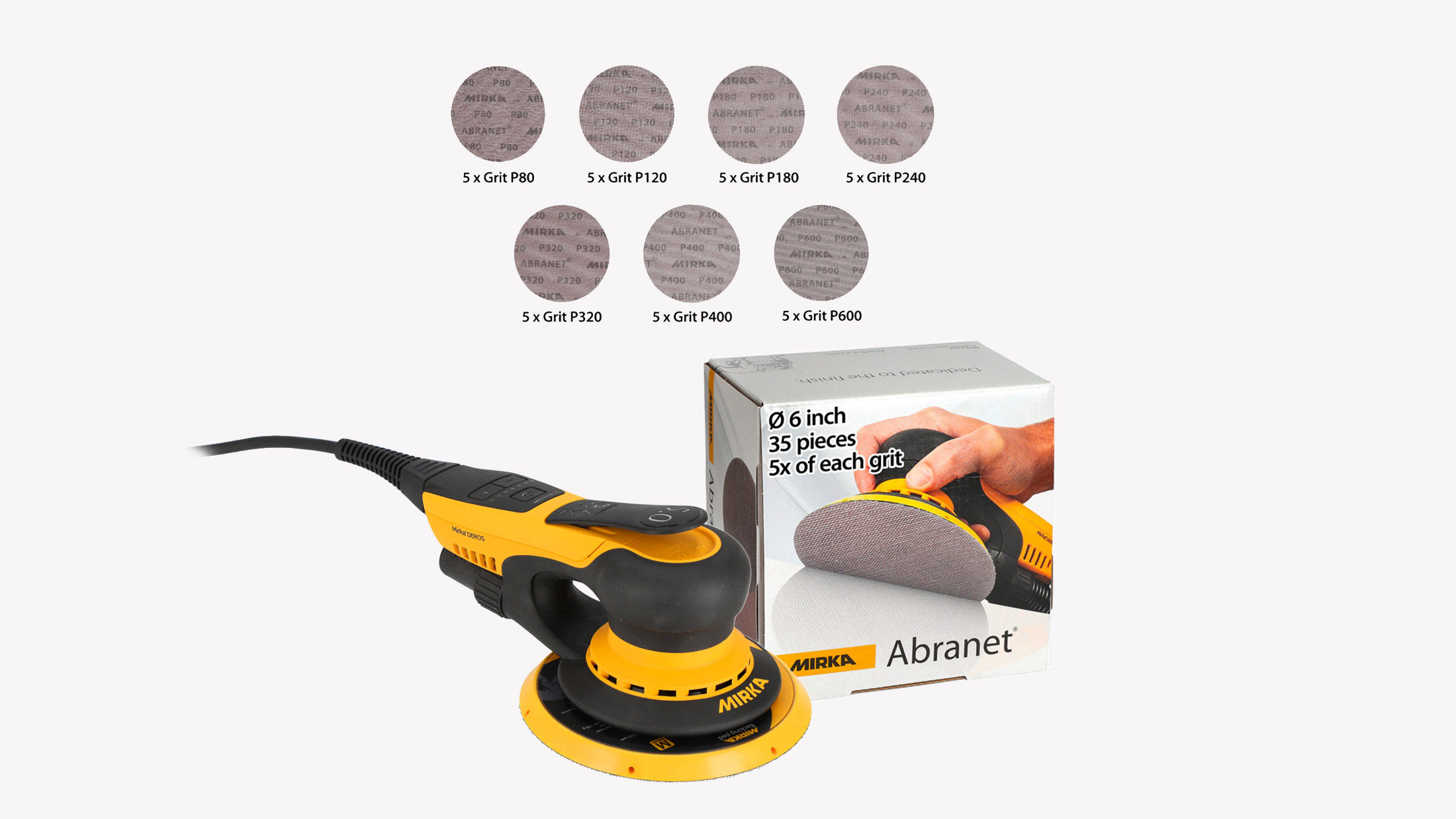 Osta Mirka DEROS 650, saat 35 kpl Abranet-hiomaverkkoja kaupan päälle