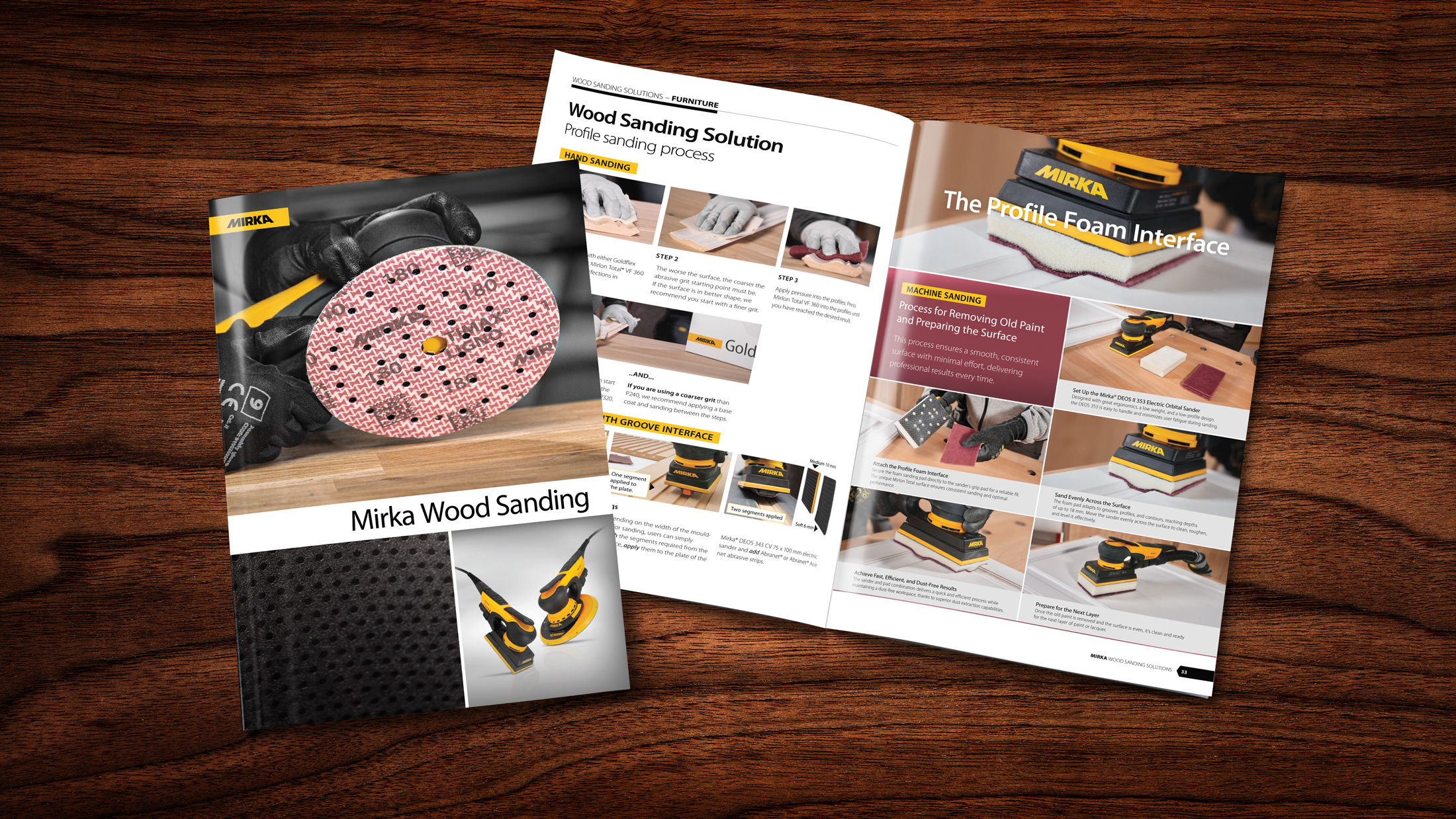 Mirka's brochure about surface finishing solutions for sanding and polishing wood