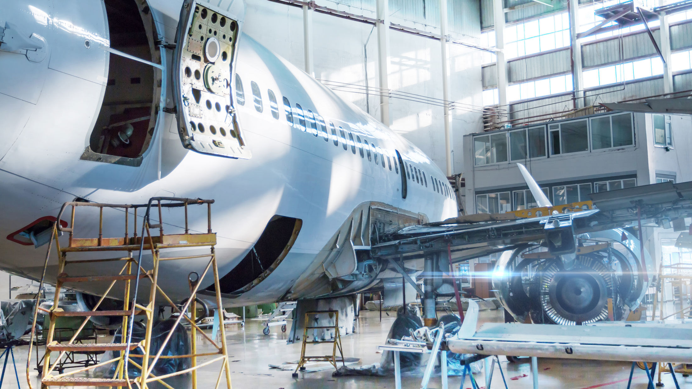 Aircraft exterior under maintenance