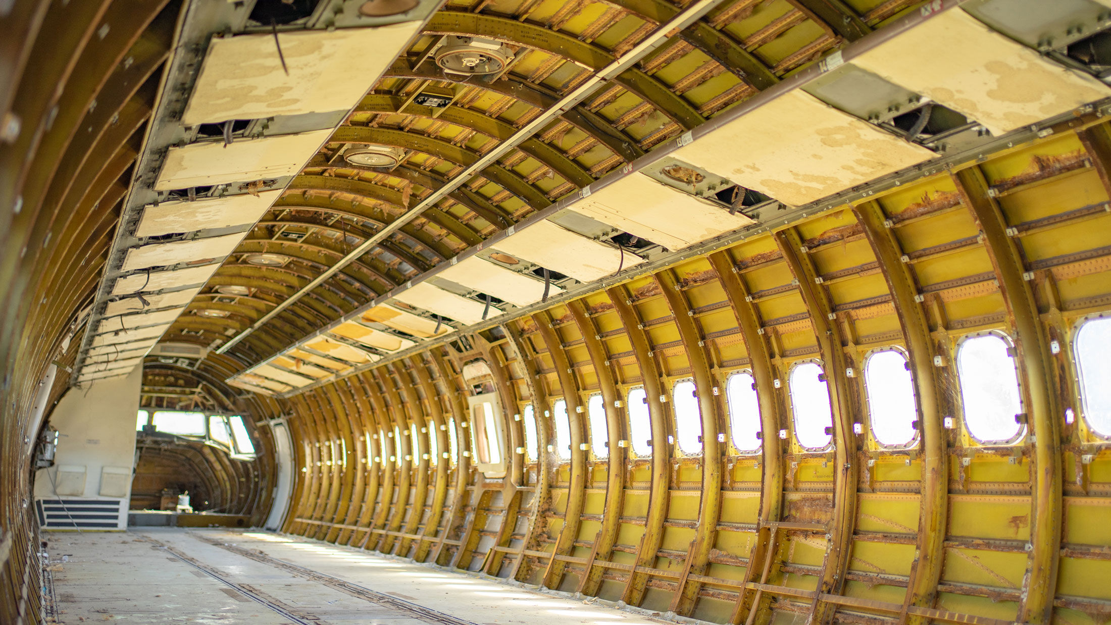 Aircraft interior under maintenance