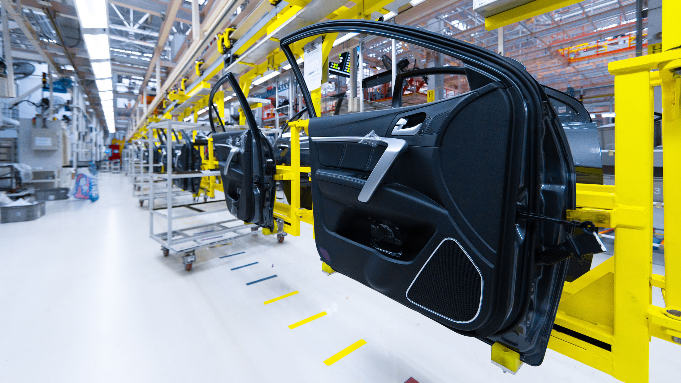 A car door in a tier 1 interior production line
