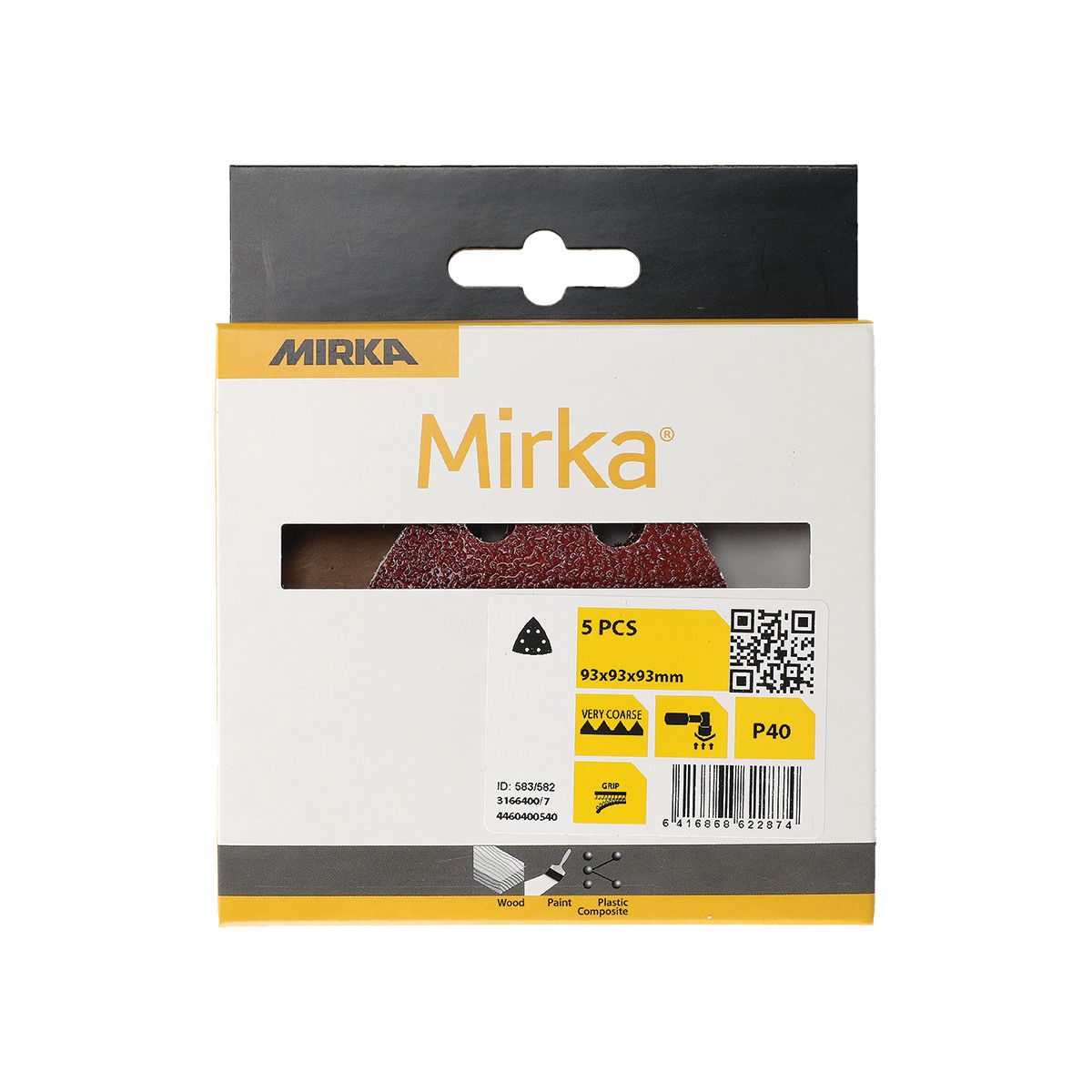 Abrasive Red 93x93x93mm Grip 6 Hål