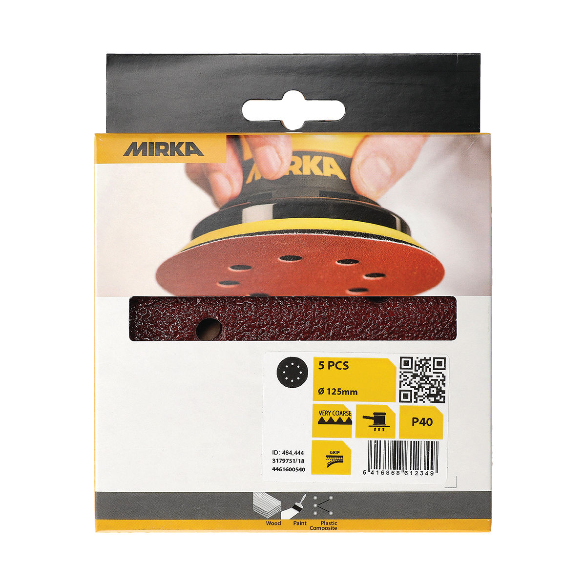 Abrasive Red 125mm Grip 8 Hål