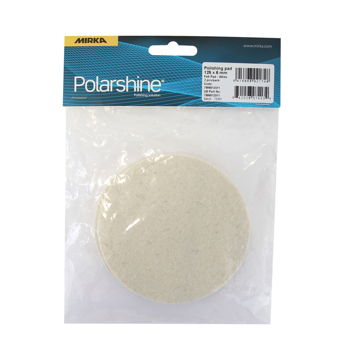Almohadilla de fieltro para pulir 125x6 mm Grip Blanco, paquete de 2 piezas