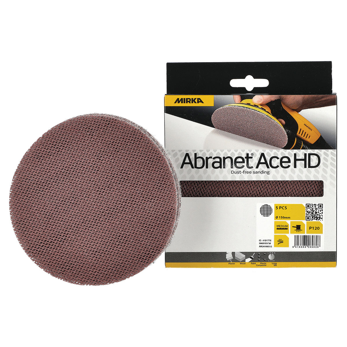 Mirka Abranet ACE Schleifstreifen 70 x 198 mm Gitternetz; P320; VPE: 50 Stck/Pck Mirka Abranet ACE Schleifstreifen 70 x 198 mm Gitternetz; P320; VPE: 50 Stck/Pck