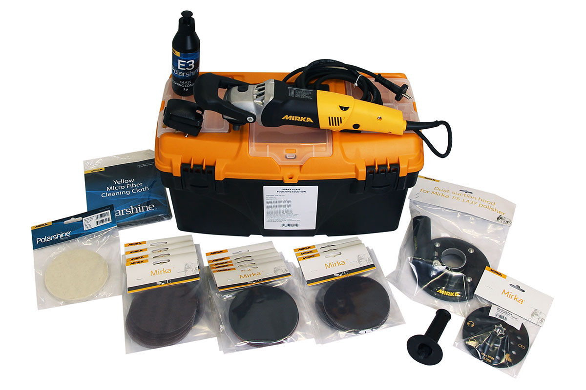 Kit de ponçage du verre Ø 125 mm avec lustreuse Mirka PS 1437