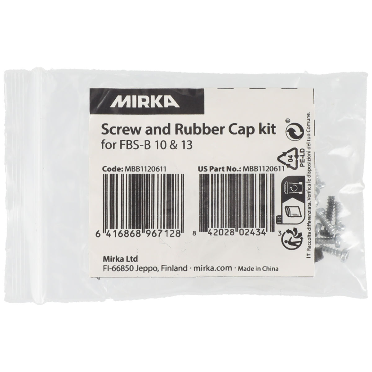 Screw and Rubber Cap kit for FBS-B 10 & 13