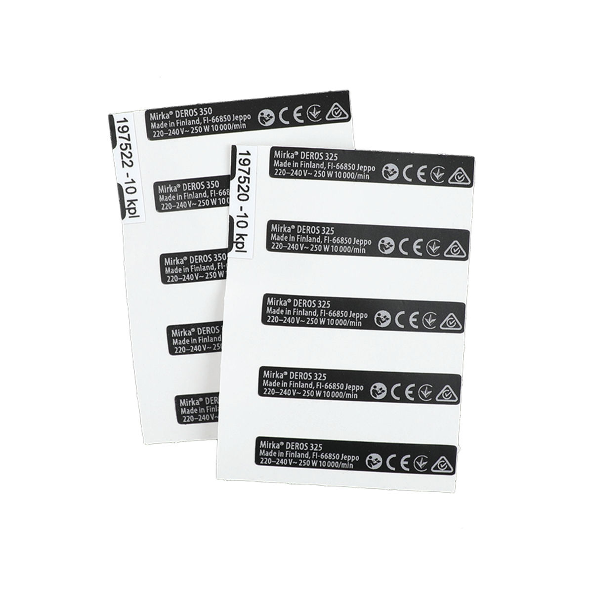 Type Label Kit for DEROS 325/350 220-240V