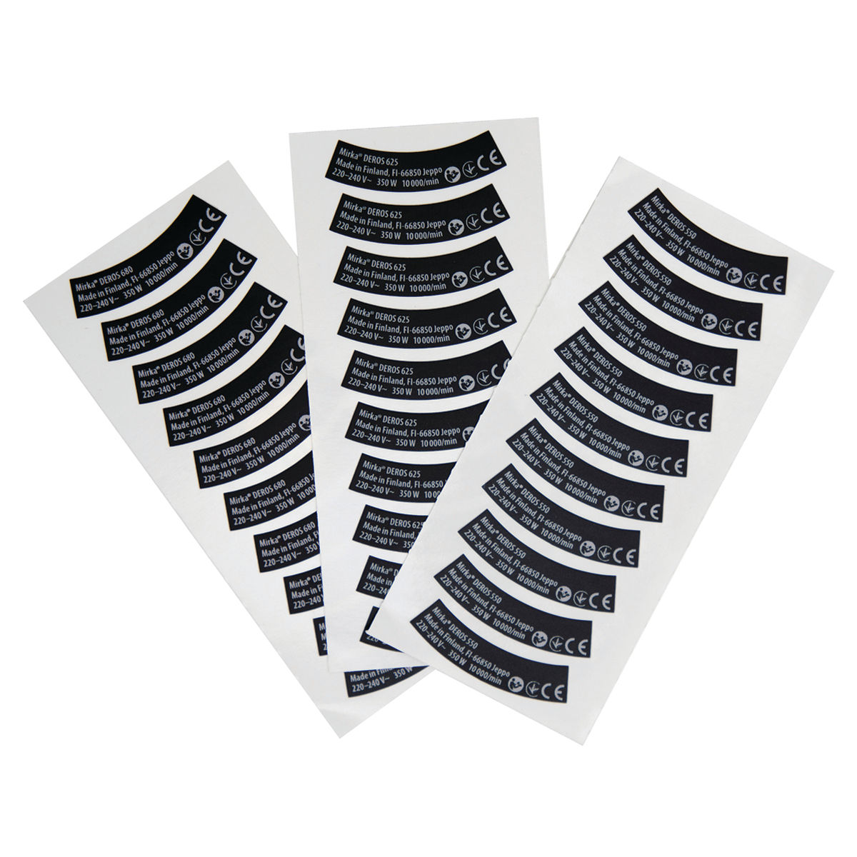 Type Label Kit for DEROS 550,625,680 220-240V
