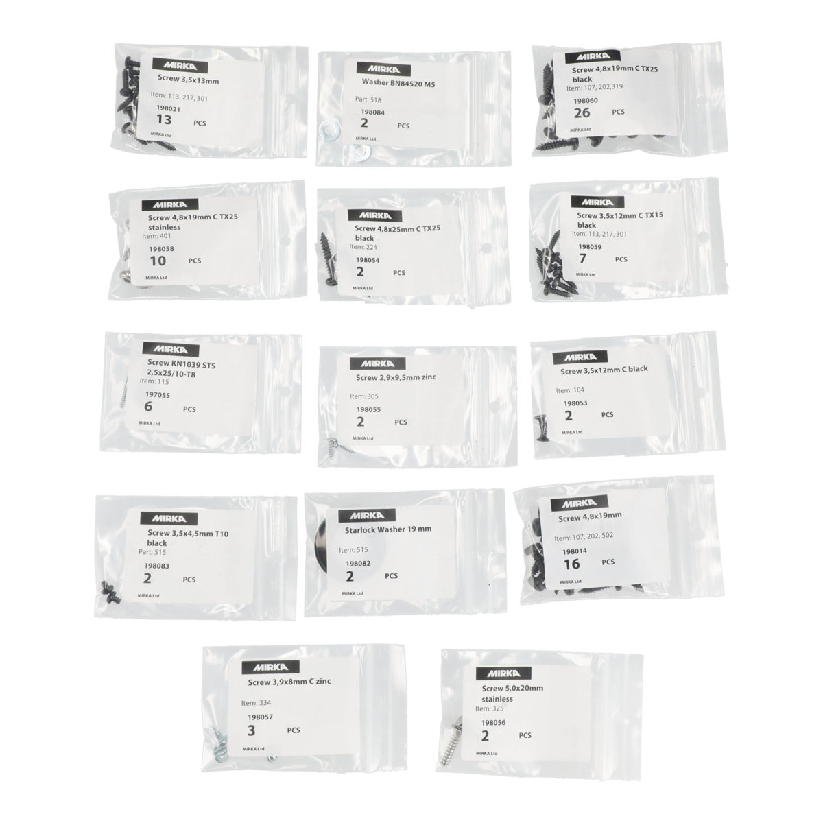 Screw kit for DEXOS