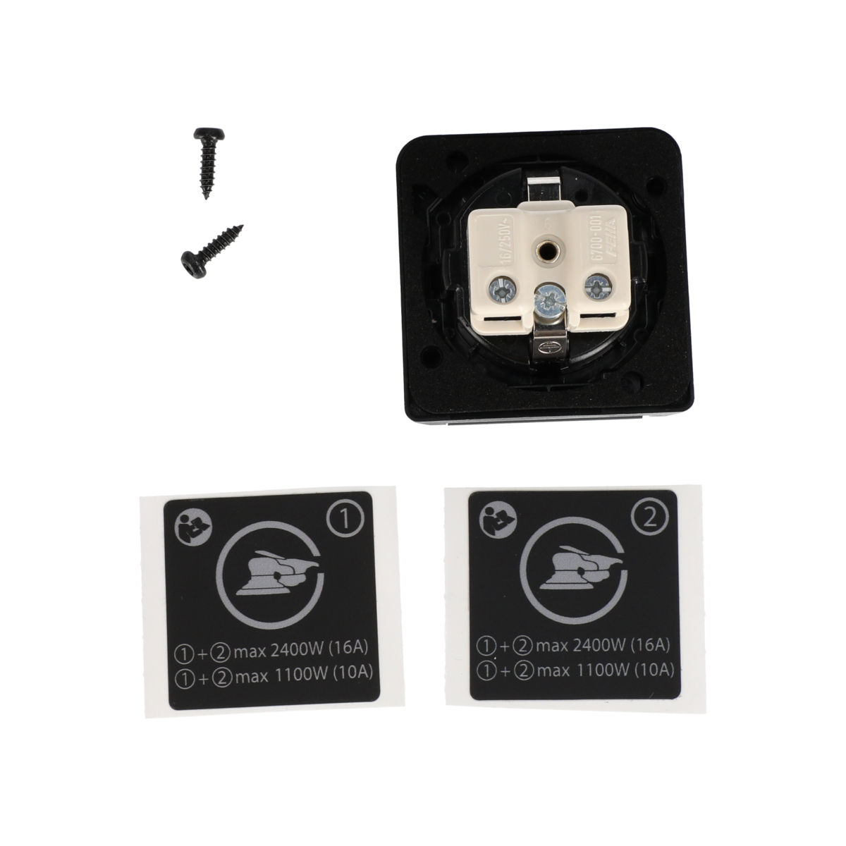 Steckdose 16A/250V (EU) + Leistungsetikett für DEXOS