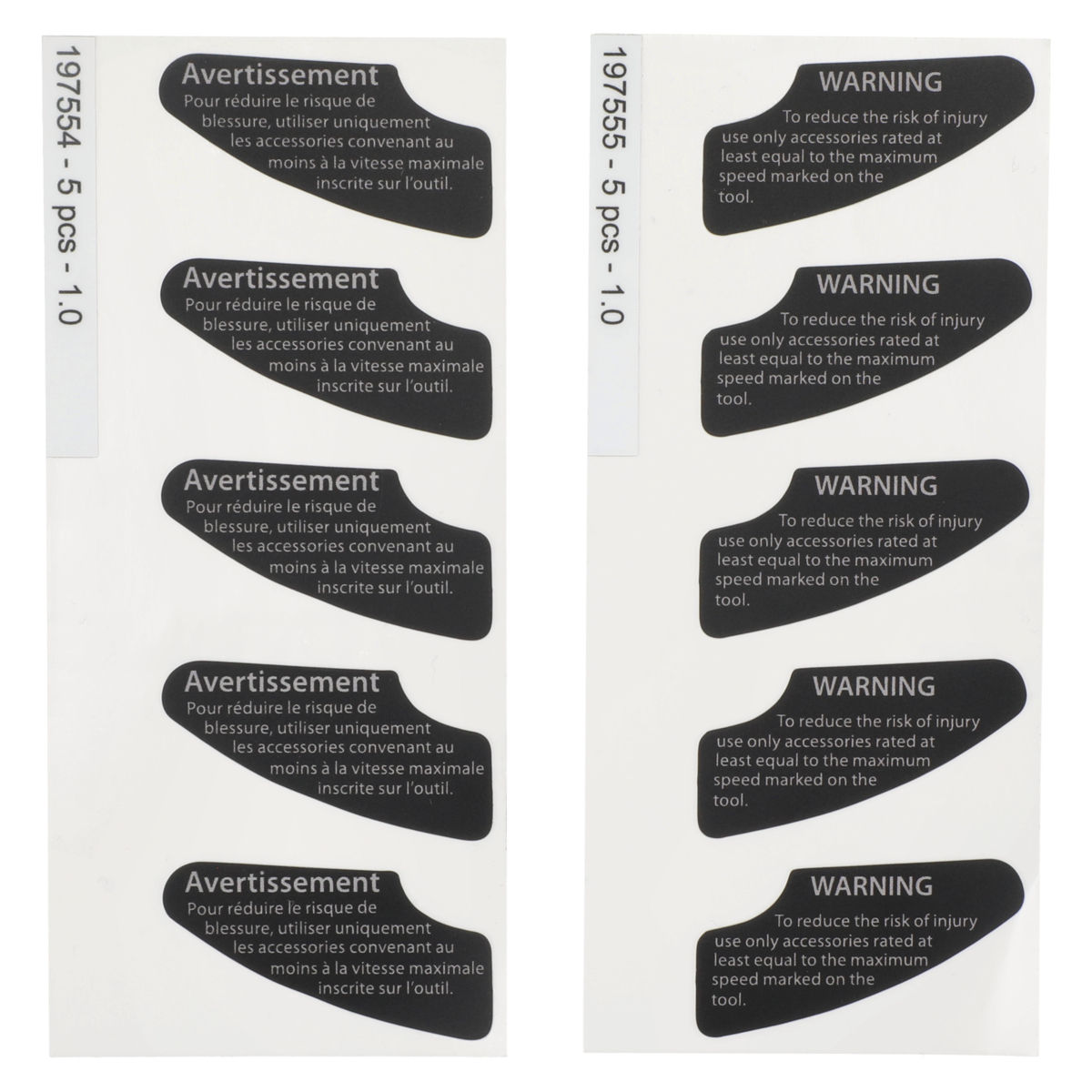 Warning Label kit for DEROS RS, POLAROS RP