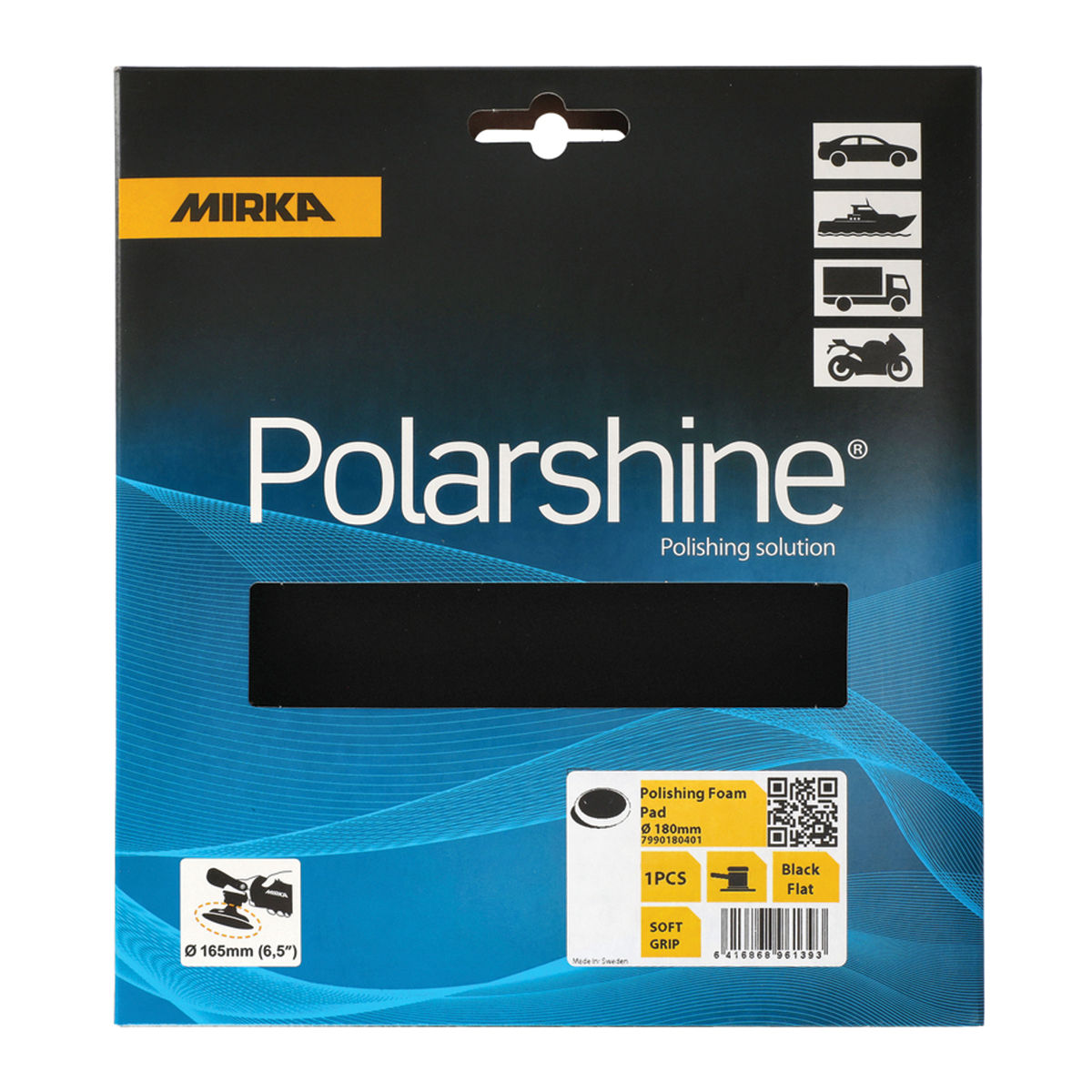 Polersvamp 180 mm Svart Slät