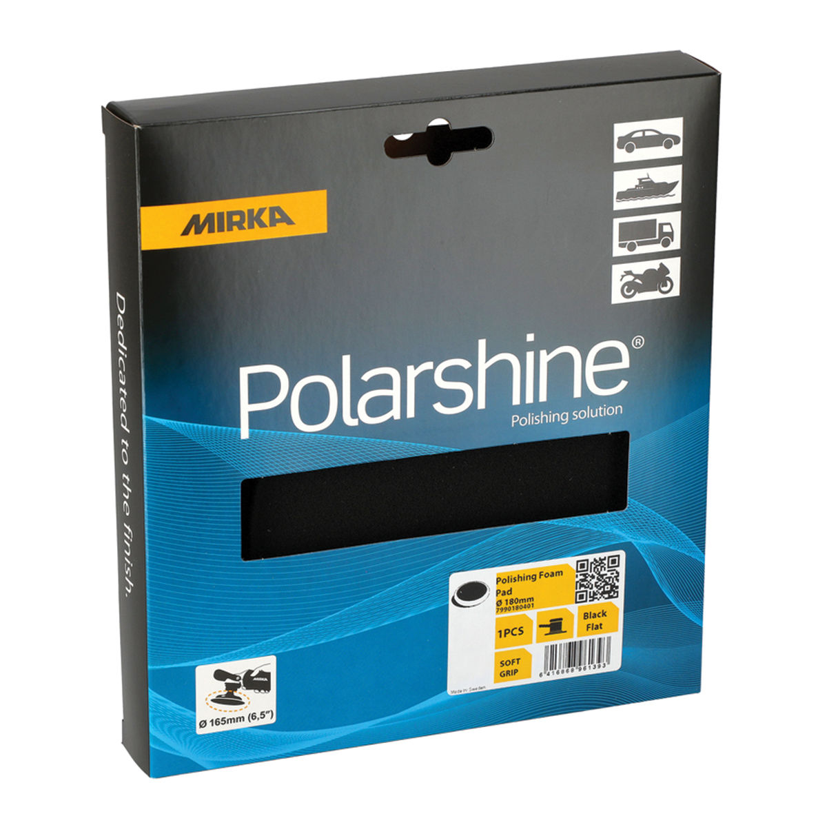 Poleringssvampe 180 mm Svart Glatt